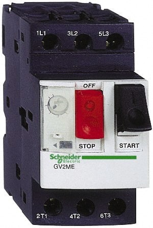 Schneider Electric - 0.25 Amp, 690 VAC at 50/60 Hz, 3 Pole, Bolt On, Clip Motor Circuit Breaker - Thermal Magnetic Trip, Multiple Breaking Capacity Ratings, 78mm Deep x 89mm High x 45mm Wide - Exact Tooling
