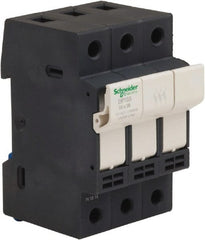 Schneider Electric - 3 Pole, 600 Volt, 32 Amp, DIN Rail Mount Fuse Holder - Compatible with 38mm Long x 52mm Wide and 10mm Diameter Fuse - Exact Tooling