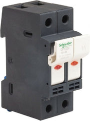 Schneider Electric - 2 Pole, 600 Volt, 32 Amp, DIN Rail Mount Fuse Holder - Compatible with AM,GG Class, 38mm Long x 35mm Wide and 10mm Diameter Fuse - Exact Tooling