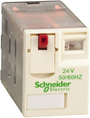 Schneider Electric - 750 VA Power Rating, Electromechanical Plug-in General Purpose Relay - 1 Amp at 250 VAC & 28 VDC, 2 Amp at 250 VAC & 28 VDC, 3 Amp at 277 VAC & 28 VDC, 4CO, 24 VAC at 50/60 Hz - Exact Tooling