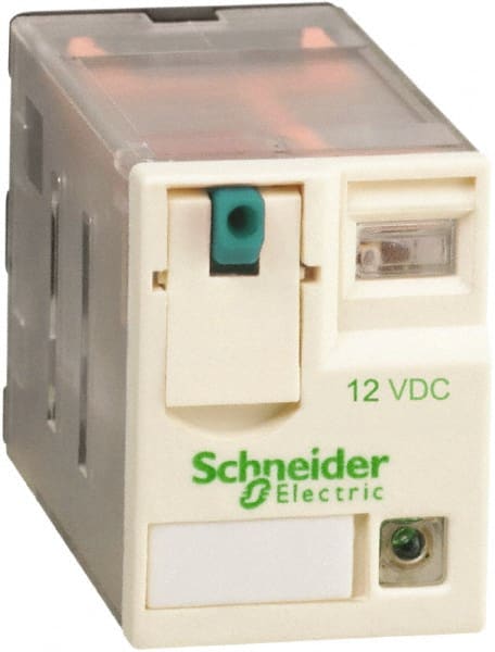Schneider Electric - 750 VA Power Rating, Electromechanical Plug-in General Purpose Relay - 1 Amp at 250 VAC & 28 VDC, 2 Amp at 250 VAC & 28 VDC, 3 Amp at 277 VAC & 28 VDC, 4CO, 12 VDC - Exact Tooling