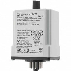 Square D - 0.66 min Delay, DPDT Time Delay Relay - 10 Contact Amp, 110 VDC & 120 VAC - Exact Tooling