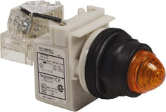 Schneider Electric - 120 V Amber Lens LED Pilot Light - Round Lens, Screw Clamp Connector, 54mm OAL x 42mm Wide, Vibration Resistant - Exact Tooling