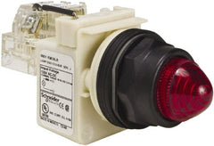Schneider Electric - 120 V Red Lens LED Press-to-Test Indicating Light - Round Lens, Screw Clamp Connector, Corrosion Resistant, Dust Resistant, Oil Resistant - Exact Tooling