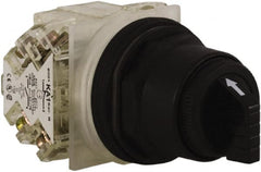 Schneider Electric - 1.18 Inch Mount Hole, 3 Position, Knob and Pushbutton Operated, Selector Switch - Black, Maintained (MA), Anticorrosive, Weatherproof, Dust and Oil Resistant - Exact Tooling