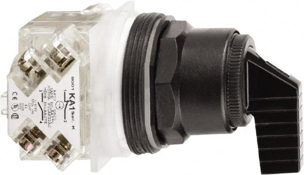 Schneider Electric - 30mm Mount Hole, 2 Position, Handle Operated, Selector Switch Only - Maintained (MA), Nonilluminated, without Contact Blocks, Shock and Vibration Resistant - Exact Tooling