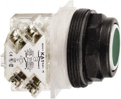 Schneider Electric - 30mm Mount Hole, Flush, Pushbutton Switch with Contact Block - Octagon, Green Pushbutton, Momentary (MO) - Exact Tooling
