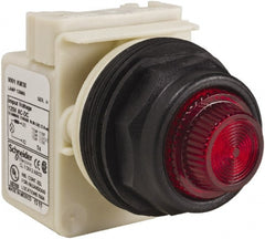 Schneider Electric - 120 V Red Lens Indicating Light - Round Lens, Screw Clamp Connector, Corrosion Resistant, Dust Resistant, Oil Resistant - Exact Tooling