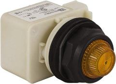 Schneider Electric - 120 V Amber Lens LED Indicating Light - Round Lens, Screw Clamp Connector, Corrosion Resistant, Dust Resistant, Oil Resistant - Exact Tooling