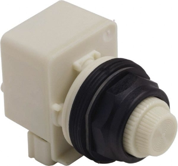 Schneider Electric - 120 V White Lens LED Pilot Light - Round Lens, Screw Clamp Connector, 54mm OAL x 42mm Wide, Vibration Resistant - Exact Tooling