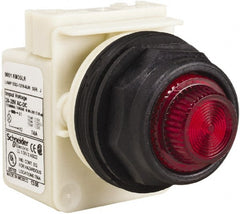 Schneider Electric - 24 V, 28 V Red Lens LED Indicating Light - Round Lens, Screw Clamp Connector, Corrosion Resistant, Dust Resistant, Oil Resistant - Exact Tooling