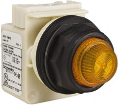 Schneider Electric - 24 V, 28 V Amber Lens Indicating Light - Round Lens, Screw Clamp Connector, Corrosion Resistant, Dust Resistant, Oil Resistant - Exact Tooling