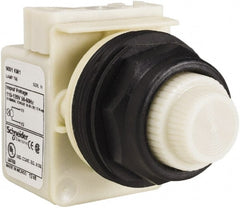 Schneider Electric - 110 VAC at 50/60 Hz via Transformer, 120 VAC at 50/60 Hz via Transformer White Lens Indicating Light - Round Lens, Screw Clamp Connector, Corrosion Resistant, Dust Resistant, Oil Resistant - Exact Tooling