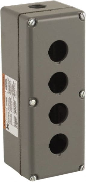 Schneider Electric - 4 Hole, 30mm Hole Diameter, Aluminum Pushbutton Switch Enclosure - 1, 3, 4, 6, 12, 13 NEMA Rated - Exact Tooling