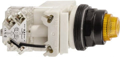 Schneider Electric - 120 V Amber Lens LED Press-to-Test Indicating Light - Octagonal Lens, Screw Clamp Connector - Exact Tooling