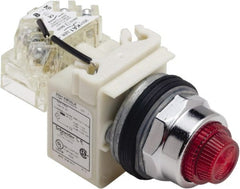 Schneider Electric - 120 V Red Lens LED Press-to-Test Indicating Light - Octagonal Lens, Screw Clamp Connector - Exact Tooling