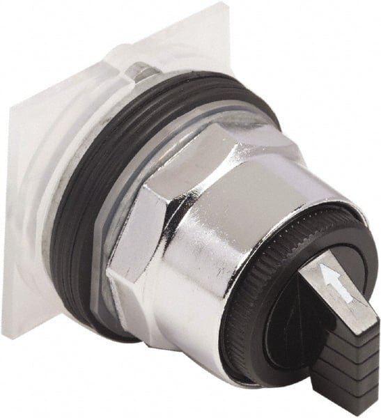 Schneider Electric - 30mm Mount Hole, 3 Position, Knob and Pushbutton Operated, Selector Switch Only - Black, Momentary (MO), without Contact Blocks, Weatherproof and Dust and Oil Resistant - Exact Tooling