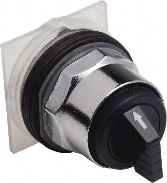 Schneider Electric - 30mm Mount Hole, 3 Position, Knob and Pushbutton Operated, Selector Switch Only - Black, Momentary (MO), without Contact Blocks, Weatherproof and Dust and Oil Resistant - Exact Tooling