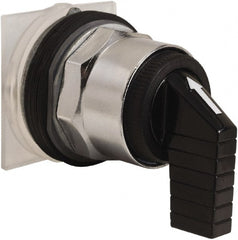 Schneider Electric - 30mm Mount Hole, 3 Position, Knob and Pushbutton Operated, Selector Switch Only - Black, Momentary (MO), without Contact Blocks, Weatherproof and Dust and Oil Resistant - Exact Tooling