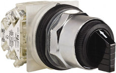 Schneider Electric - 1.18 Inch Mount Hole, 3 Position, Knob and Pushbutton Operated, Selector Switch - Black, Maintained (MA), 2NO/2NC, Weatherproof and Dust and Oil Resistant - Exact Tooling