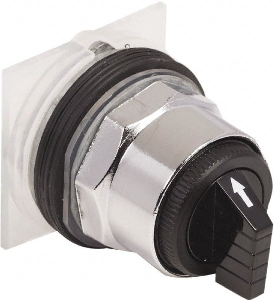 Schneider Electric - 1.18 Inch Mount Hole, 3 Position, Knob and Pushbutton Operated, Selector Switch Only - Black, Maintained (MA), without Contact Blocks, Weatherproof and Dust and Oil Resistant - Exact Tooling