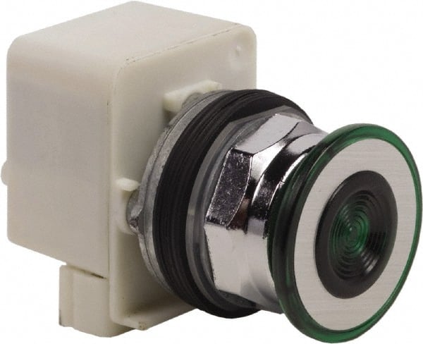 Schneider Electric - 30mm Mount Hole, Extended Straight, Pushbutton Switch Only - Green Pushbutton, Maintained (MA) - Exact Tooling