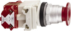 Schneider Electric - 30mm Mount Hole, Extended Straight, Pushbutton Switch with Contact Block - Red Pushbutton, Maintained (MA), Momentary (MO) - Exact Tooling