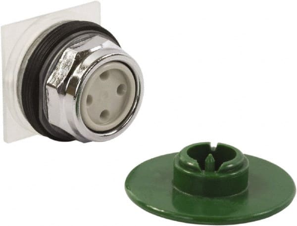 Schneider Electric - 1.18 Inch Mount Hole, Extended Straight, Pushbutton Switch Only - Round, Green Pushbutton, Momentary (MO), Weatherproof, Dust and Oil Resistant - Exact Tooling