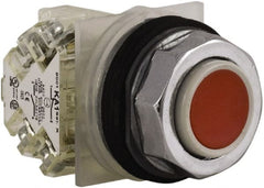 Schneider Electric - 30mm Mount Hole, Extended Straight, Pushbutton Switch with Contact Block - Red Pushbutton, Momentary (MO) - Exact Tooling