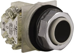 Schneider Electric - 30mm Mount Hole, Extended Straight, Pushbutton Switch with Contact Block - Black Pushbutton, Momentary (MO) - Exact Tooling