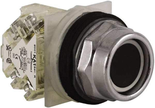 Schneider Electric - 30mm Mount Hole, Extended Straight, Pushbutton Switch with Contact Block - Black Pushbutton, Momentary (MO) - Exact Tooling