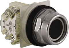 Schneider Electric - 30mm Mount Hole, Extended Straight, Pushbutton Switch with Contact Block - Black Pushbutton, Momentary (MO) - Exact Tooling