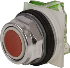Schneider Electric - 30mm Mount Hole, Extended Straight, Pushbutton Switch with Contact Block - Red Pushbutton, Momentary (MO) - Exact Tooling