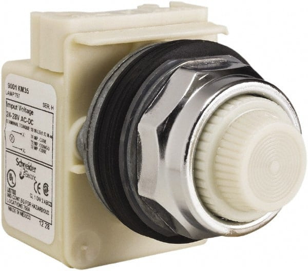 Schneider Electric - 28 V White Lens Indicating Light - Screw Clamp Connector - Exact Tooling