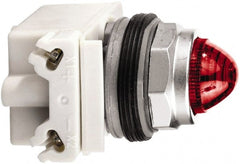 Schneider Electric - 120 V Red Lens LED Pilot Light - Round Lens, Screw Clamp Connector - Exact Tooling