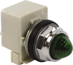 Schneider Electric - 120 V Green Lens Incandescent Pilot Light - Round Lens, Screw Clamp Connector - Exact Tooling