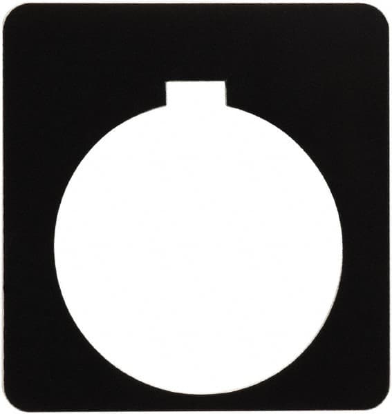 Schneider Electric - Square, Plastic Legend Plate - Blank - Black Background, White Letters, 1.2 Inch Hole Diameter, 1-3/4 Inch Square - Exact Tooling