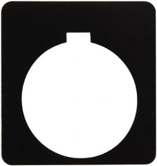 Schneider Electric - Square, Plastic Legend Plate - Blank - Black Background, White Letters, 1.2 Inch Hole Diameter, 1-3/4 Inch Square - Exact Tooling