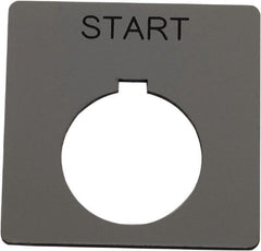 Schneider Electric - Square, Plastic Legend Plate - Start - Silver Background, Black Letters, 1.2 Inch Hole Diameter, 2-1/4 Inch Square - Exact Tooling
