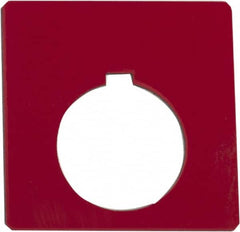 Schneider Electric - Square, Plastic Legend Plate - Blank - Red Background, Black Letters, 1.2 Inch Hole Diameter, 2-1/4 Inch Square - Exact Tooling