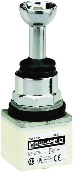 Schneider Electric - 5 Position, 80mm Long, -13 to 158°F, Octagonal Handle, Momentary (MO) Joystick Controller Switch - IP66, 30mm Mount Hole Diameter - Exact Tooling