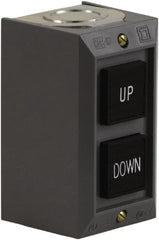 Schneider Electric - 2 Operator, Projecting Pushbutton Control Station - Down, Up (Legend), Momentary Switch, 2NO Contact, NEMA 1 - Exact Tooling