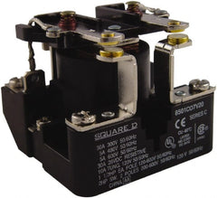 Square D - 1-1/2 hp, 10 VA Power Rating, Electromechanical Screw Clamp General Purpose Relay - 40 at 277 VAC & 5 at 600 V, DPST, 24 VAC at 50/60 Hz, 63.6mm Wide x 49.6mm High x 63.2mm Deep - Exact Tooling