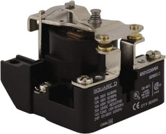 Square D - 2 hp, 10 VA Power Rating, Electromechanical Screw Clamp General Purpose Relay - 10 Amp at 600 V & 40 Amp at 277 VAC, SPST, 240 VAC at 50/60 Hz, 63.6mm Wide x 50.3mm High x 63.2mm Deep - Exact Tooling