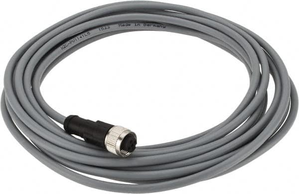 Telemecanique Sensors - 3 Amp, M12 4 Pin Female Straight Cordset Sensor and Receptacle - 250 VAC, 300 VDC, 5m Cable Length, IP67 Ingress Rating - Exact Tooling