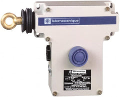 Telemecanique Sensors - 10 Amp, 2NO/2NC Configuration, Left Hand Operation, Rope Operated Limit Switch - Pushbutton Reset, Rope Pull, Pilot Light Indicator, 300 VAC - Exact Tooling