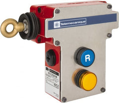 Telemecanique Sensors - 10 Amp, 2NO/2NC Configuration, Left Hand Operation, Rope Operated Limit Switch - Pushbutton Reset, Cable Pull, Pilot Light Indicator, 300 VAC - Exact Tooling
