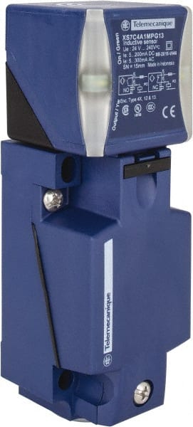 Telemecanique Sensors - NPN, PNP, NO/NC, 15mm Detection, Rectangular, Inductive Proximity Sensor - 2 Wires, IP65, IP67, IP69, 24 to 240 VAC @ 50/60 Hz, 24 to 240 VDC, 40mm Long x 117mm Wide - Exact Tooling