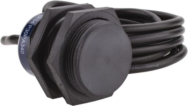 Telemecanique Sensors - PNP, 15mm Detection, Cylinder, Inductive Proximity Sensor - 3 Wires, IP68, 12 to 24 VDC, M30x1.5 Thread, 43mm Long - Exact Tooling