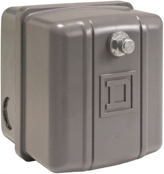 Square D - 1 NEMA Rated, DPST, 125 to 150 psi, Electromechanical, Snap Action Pressure and Level Switch - Adjustable Pressure, 575 VAC, 1/4 Inch Connector, Screw Terminal, For Use with Air Compressors, Power Circuits, Water Pumps - Exact Tooling